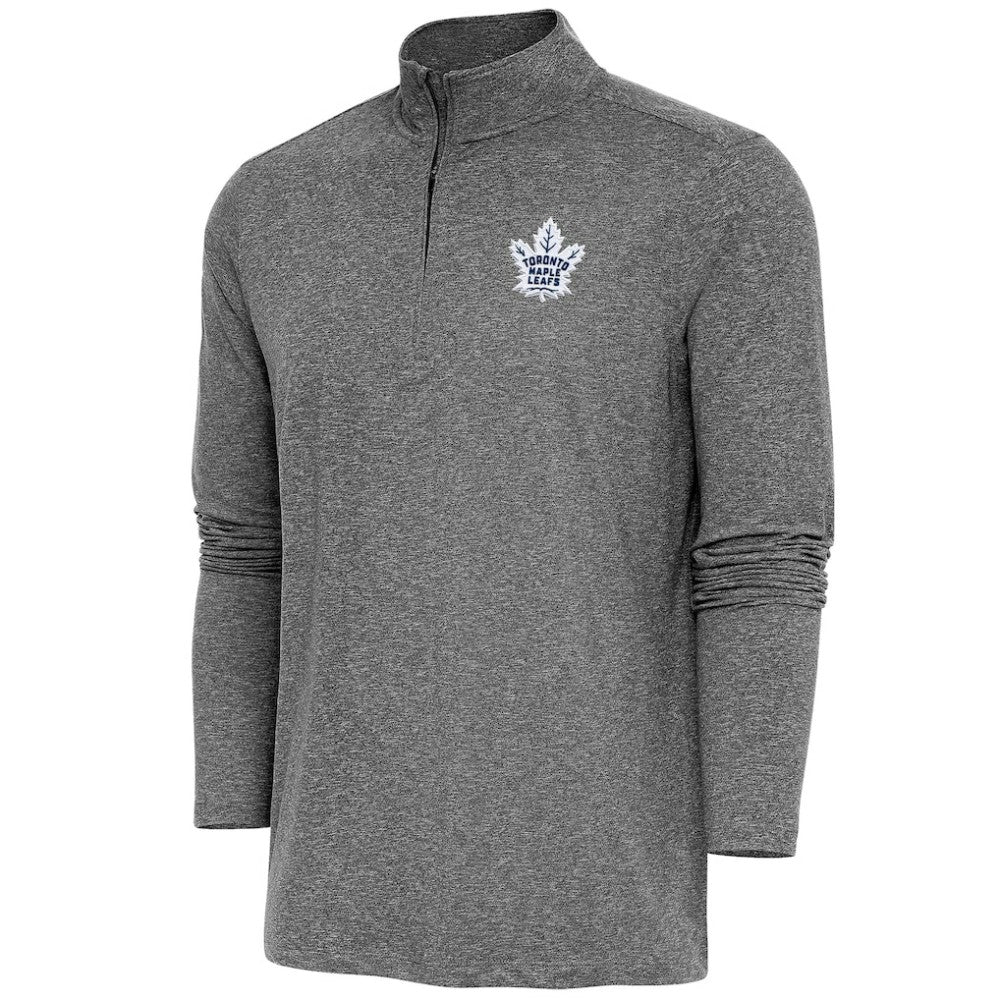 NHL Toronto Maple Leafs Antigua Hunk Quarter-Zip Pullover Top - Heather Black