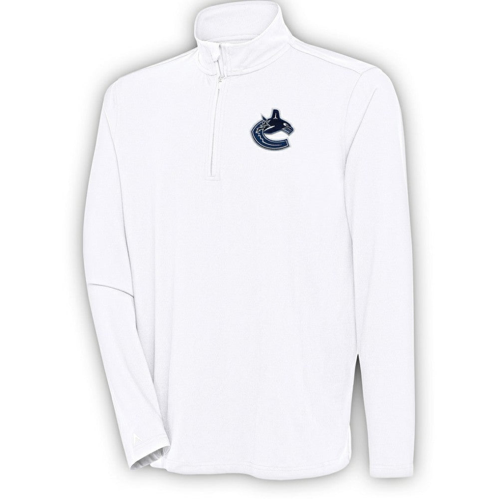 NHL Vancouver Canucks Antigua Hunk Quarter-Zip Pullover Top - White