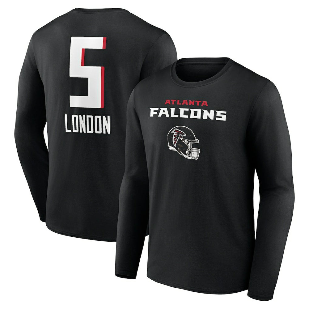 Drake London Atlanta Falcons Team Wordmark Player Name & Number Long Sleeve T-Shirt Black