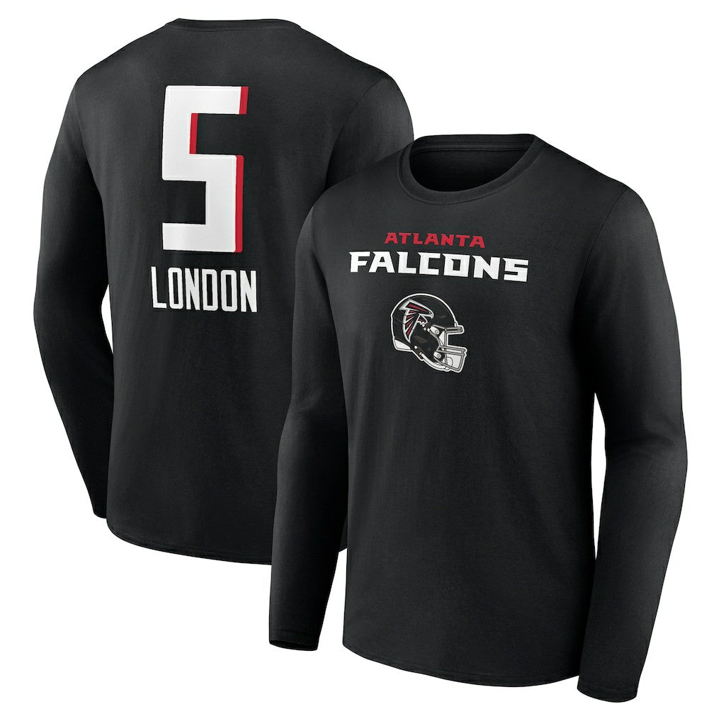 Drake London Atlanta Falcons Team Wordmark Player Name & Number Long Sleeve T-Shirt Black
