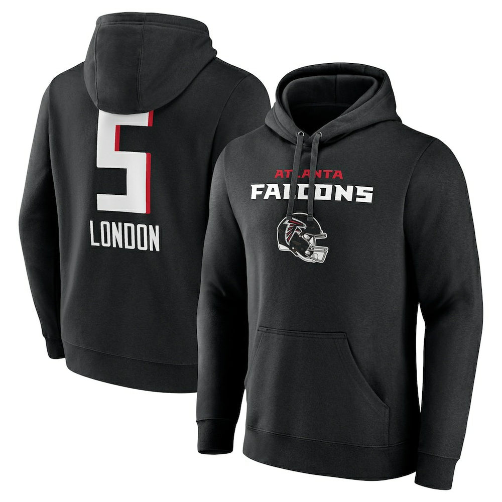 Drake London Atlanta Falcons Team Wordmark Player Name & Number Pullover Hoodie Black