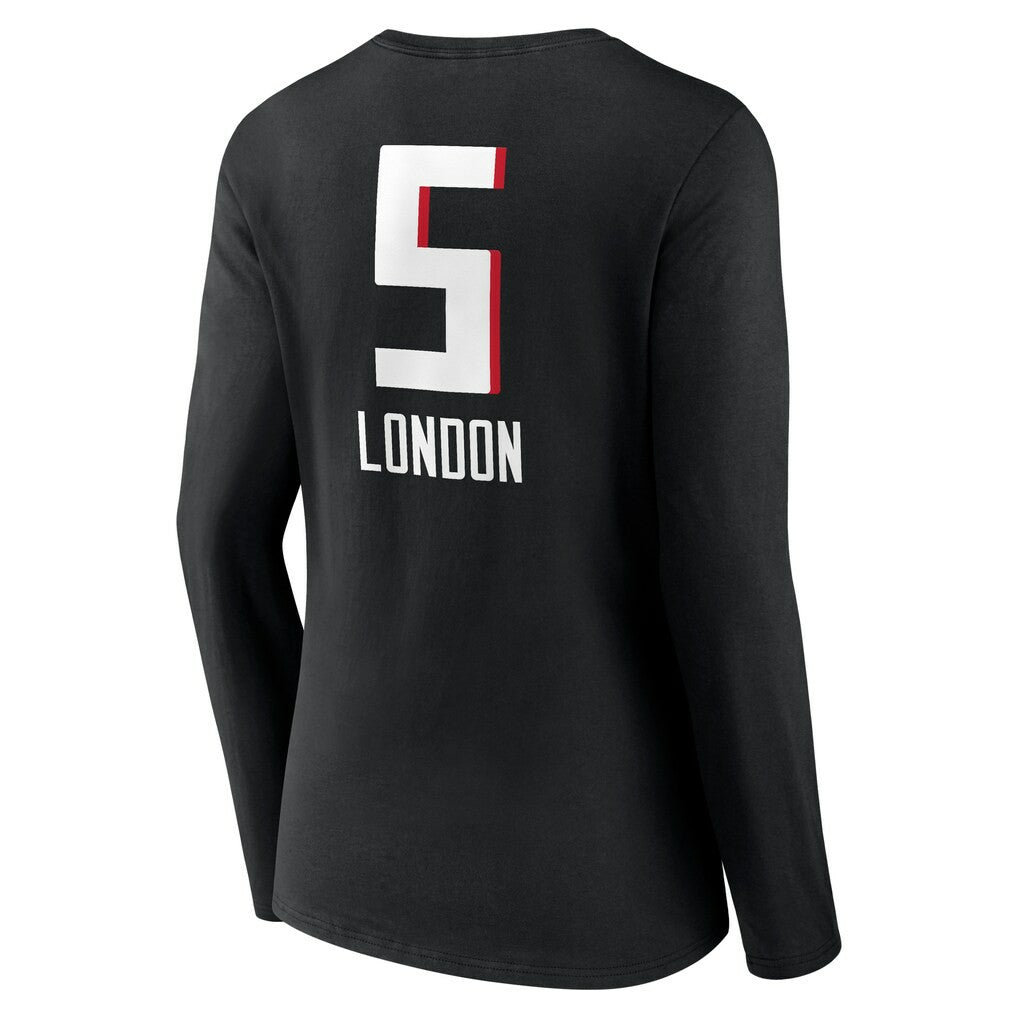 Drake London Atlanta Falcons Women's Team Wordmark Player Name & Number Long Sleeve V-Neck T-Shirt Black