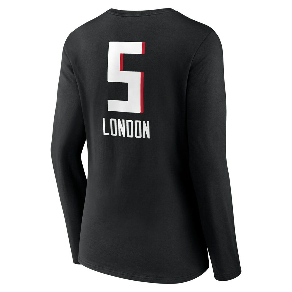 Drake London Atlanta Falcons Women's Team Wordmark Player Name & Number Long Sleeve V-Neck T-Shirt Black