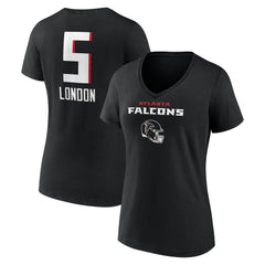 Drake London Atlanta Falcons Women's Team Wordmark Player Name & Number V-Neck T-Shirt Black