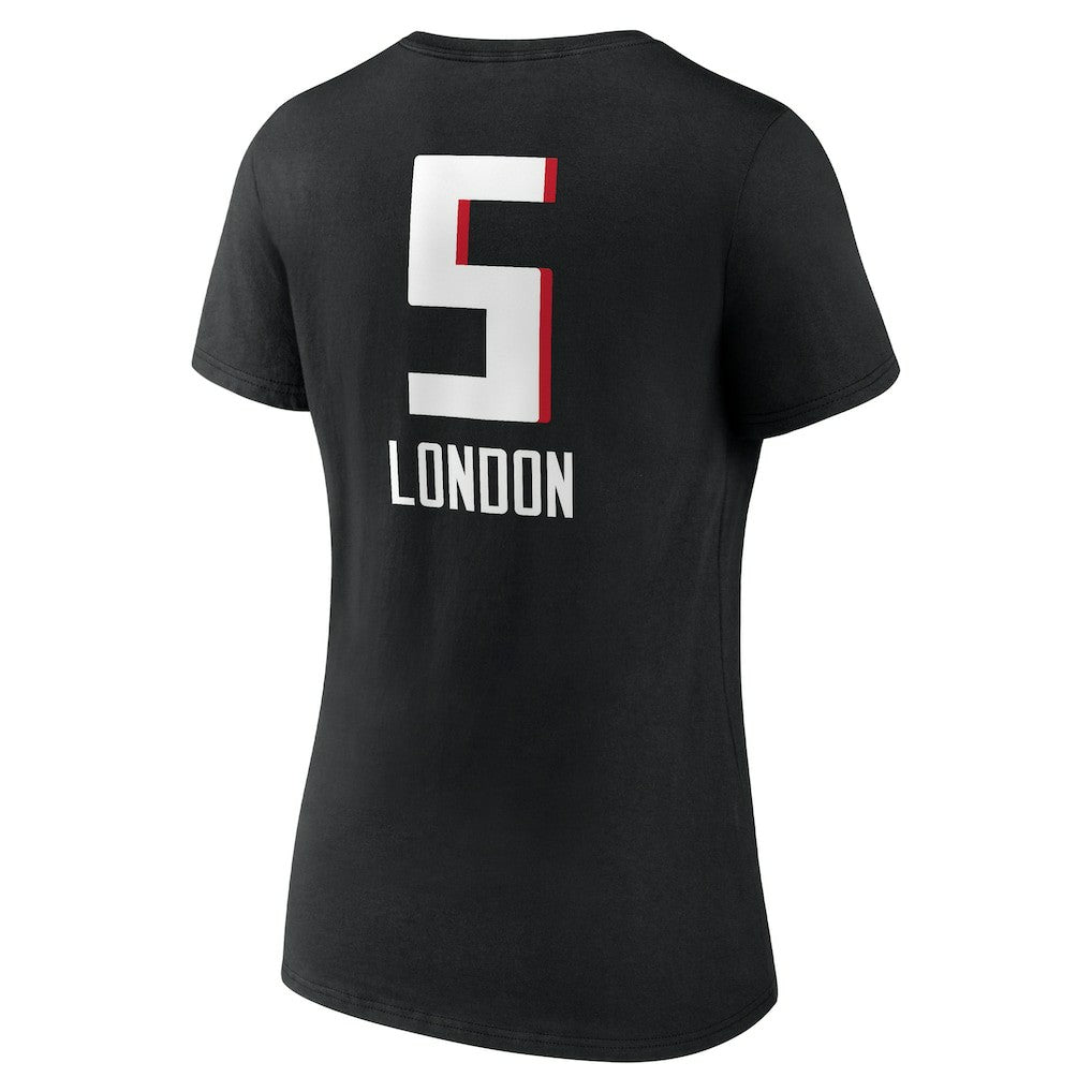 Drake London Atlanta Falcons Women's Team Wordmark Player Name & Number V-Neck T-Shirt Black
