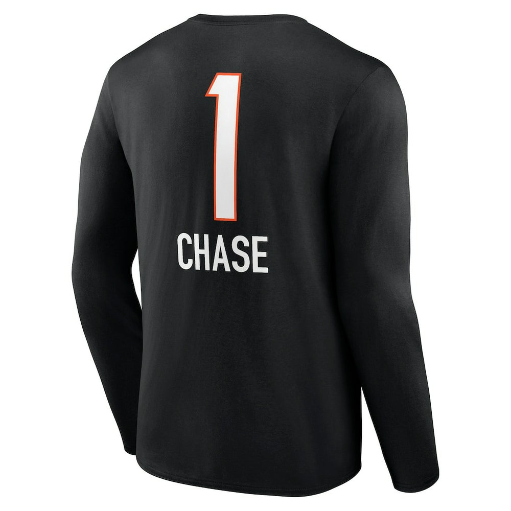 Ja'Marr Chase Cincinnati Bengals Team Wordmark Player Name & Number Long Sleeve T-Shirt Black