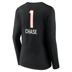 Ja'Marr Chase Cincinnati Bengals Women's Team Wordmark Player Name & Number Long Sleeve V-Neck T-Shirt Black