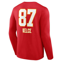 Travis Kelce Kansas City Chiefs Team Wordmark Player Name & Number Long Sleeve T-Shirt Red