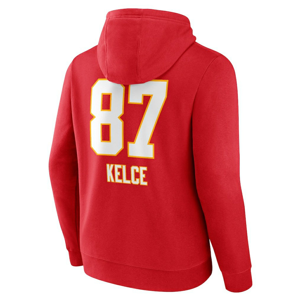 Travis Kelce Kansas City Chiefs Team Wordmark Player Name & Number Pullover Hoodie Red