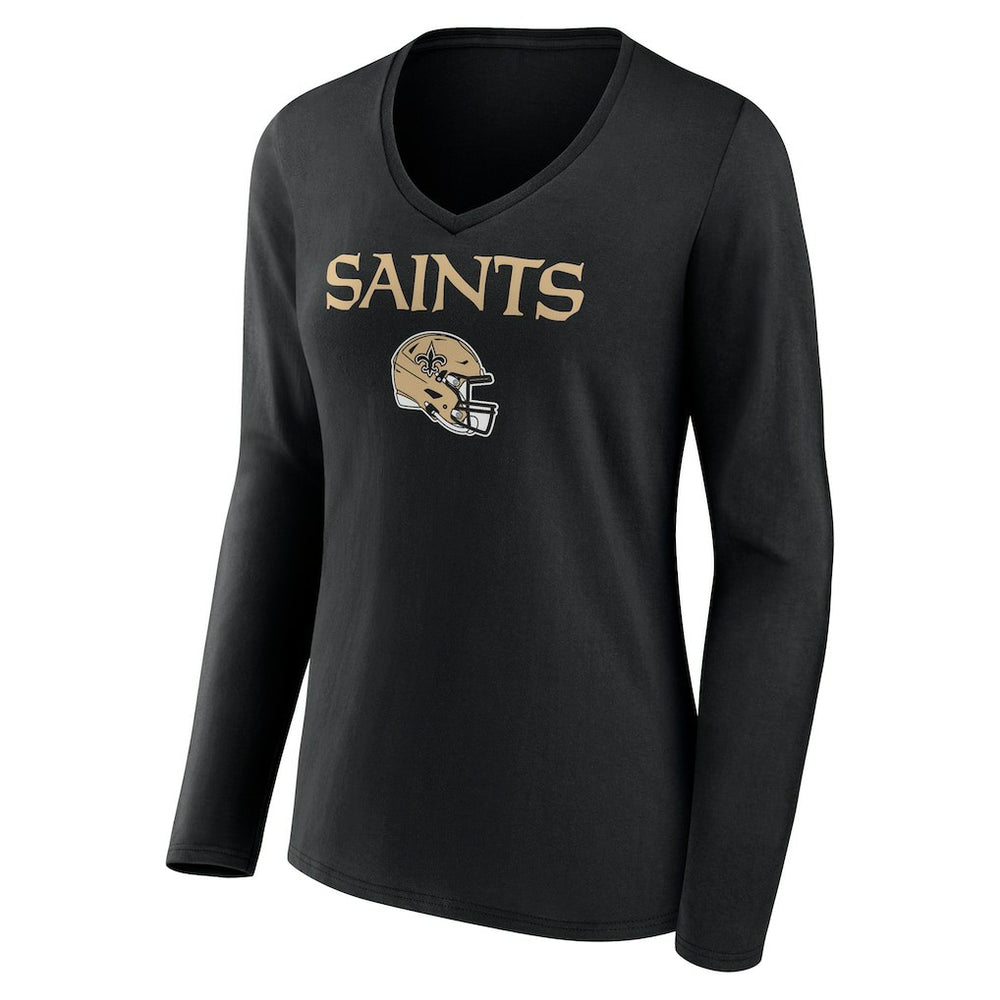 Alvin Kamara New Orleans Saints Women's Team Wordmark Player Name & Number Long Sleeve V-Neck T-Shirt Black
