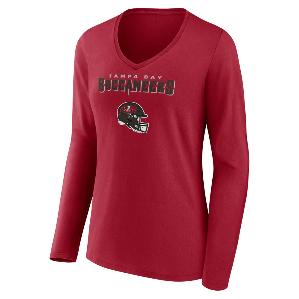Baker Mayfield Tampa Bay Buccaneers Women's Team Wordmark Player Name & Number Long Sleeve V-Neck T-Shirt Red