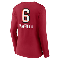 Baker Mayfield Tampa Bay Buccaneers Women's Team Wordmark Player Name & Number Long Sleeve V-Neck T-Shirt Red