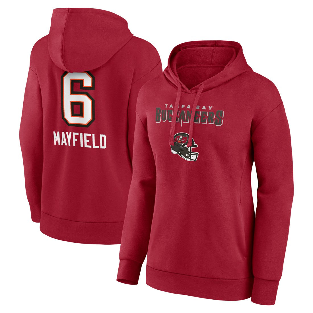 Baker Mayfield Tampa Bay Buccaneers Women’s Team Wordmark Player Name & Number Pullover Hoodie Red