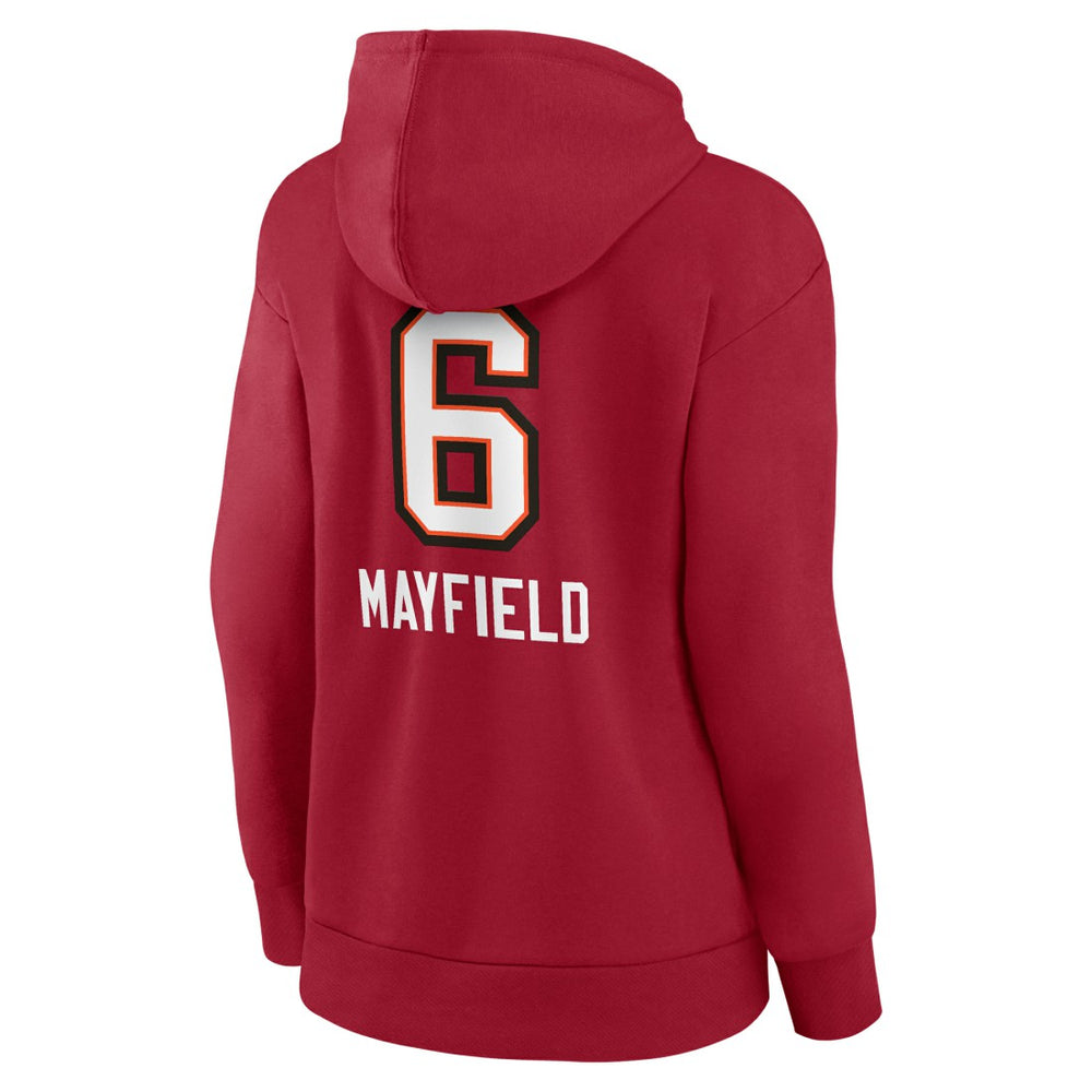 Baker Mayfield Tampa Bay Buccaneers Women’s Team Wordmark Player Name & Number Pullover Hoodie Red