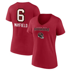 Baker Mayfield Tampa Bay Buccaneers Women's Team Wordmark Player Name & Number V-Neck T-Shirt Red