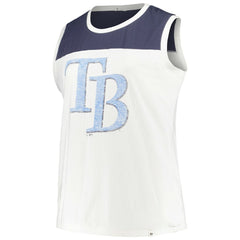 Tampa Bay Rays '47 Women's Plus Size Waist Length Muscle Tank Top - White/Navy Tanks