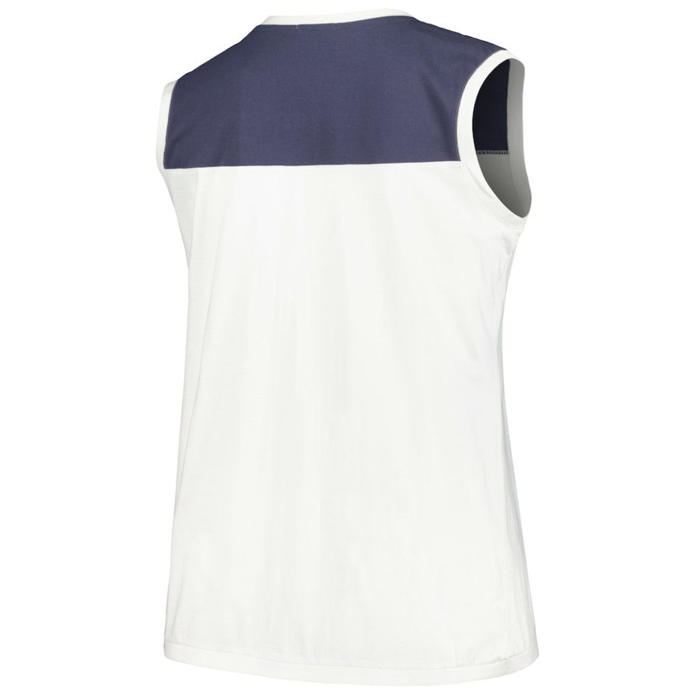 Tampa Bay Rays '47 Women's Plus Size Waist Length Muscle Tank Top - White/Navy Tanks