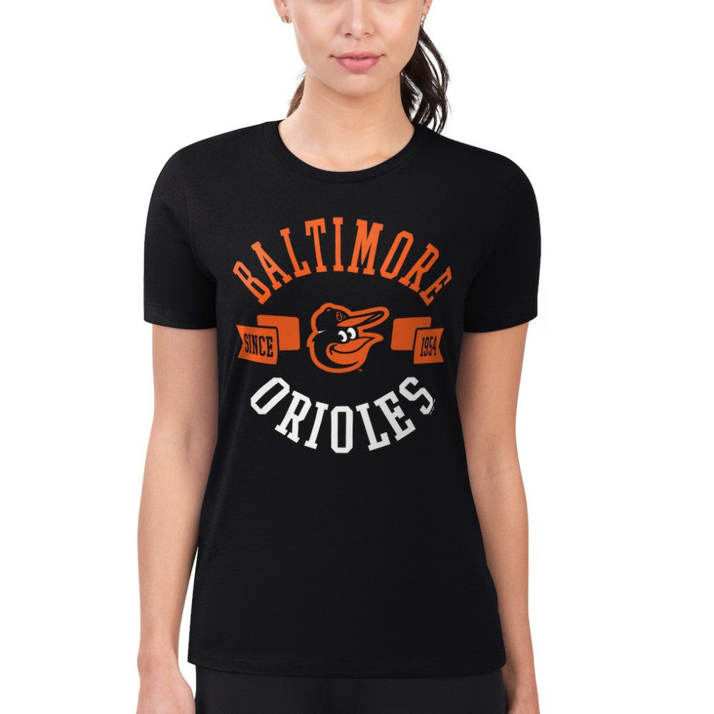 Baltimore Orioles G-III 4Her by Carl Banks Women's Super-Slim Fit Lightweight City Graphic T-Shirt - Black T-shirts