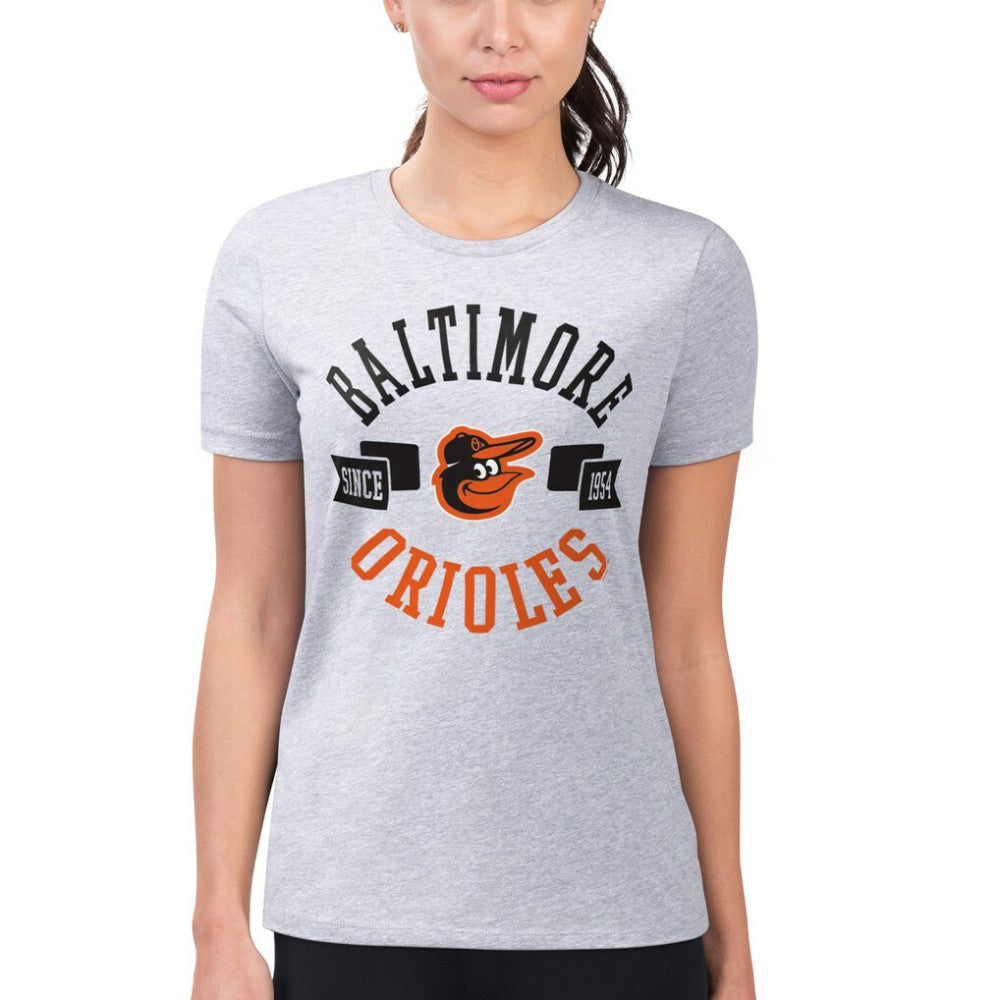 Baltimore Orioles G-III 4Her by Carl Banks Women's Super-Slim Fit Lightweight City Graphic T-Shirt - Heather Gray T-shirts