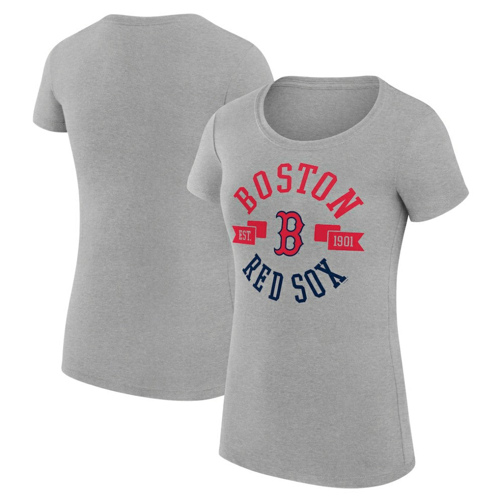 Boston Red Sox G-III 4Her by Carl Banks Women's Super-Slim Fit Lightweight City Graphic T-Shirt - Heather Gray T-shirts