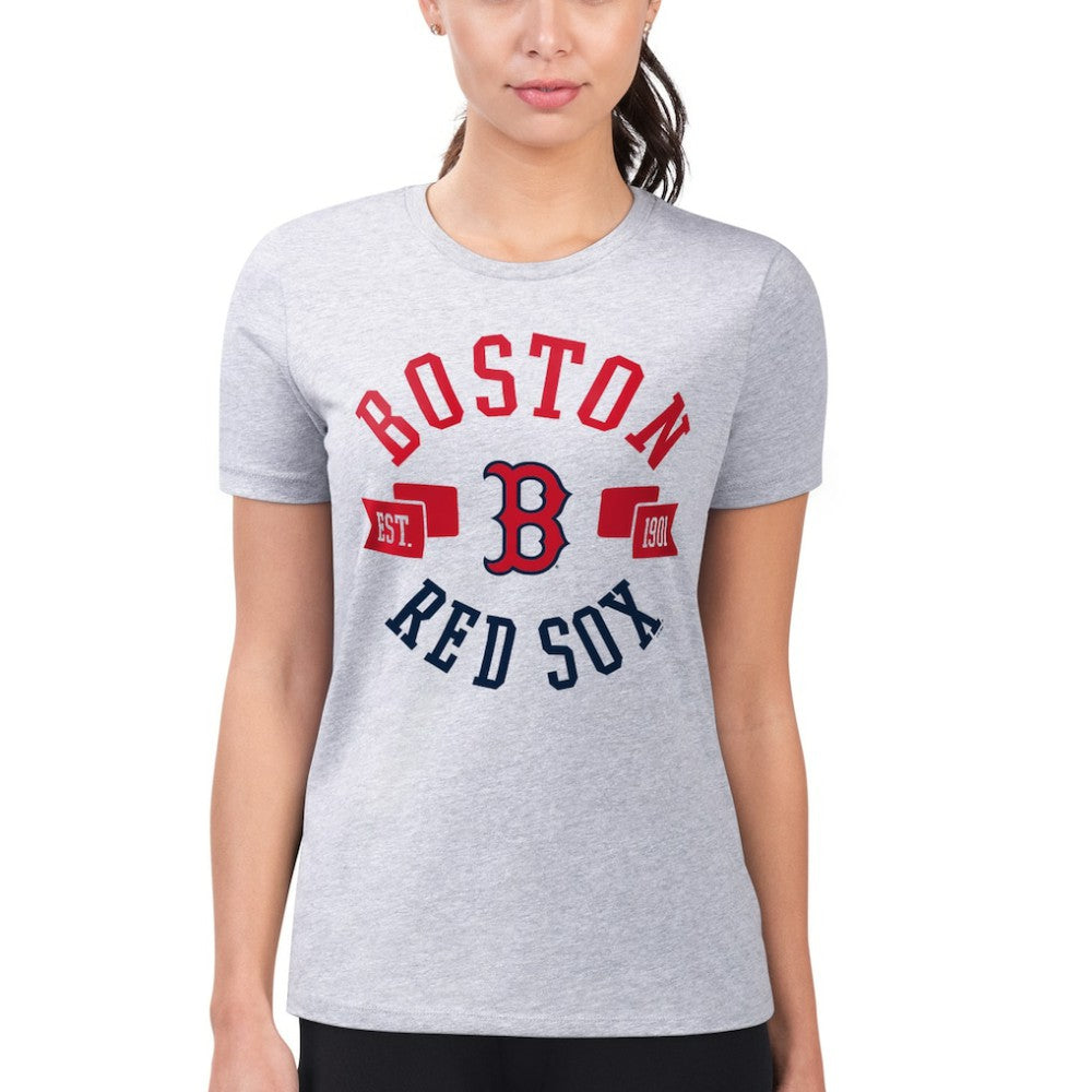 Boston Red Sox G-III 4Her by Carl Banks Women's Super-Slim Fit Lightweight City Graphic T-Shirt - Heather Gray T-shirts