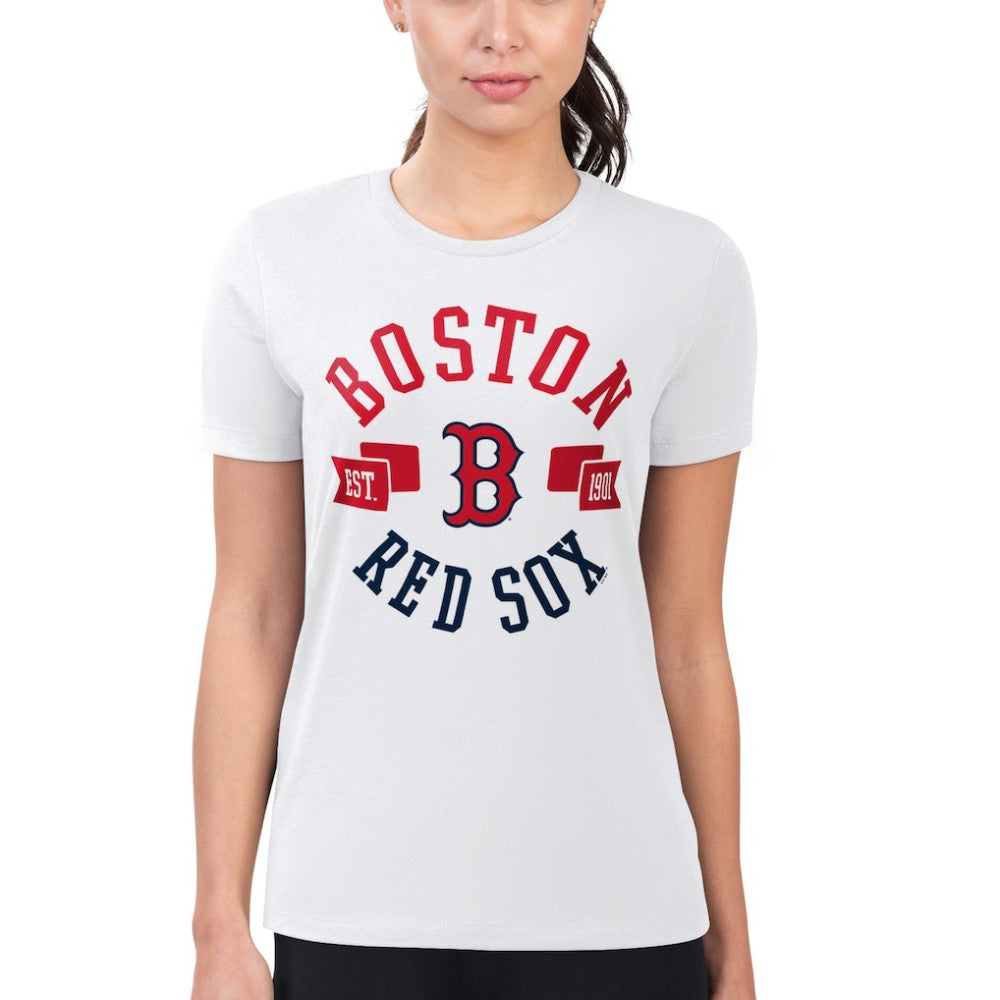 Boston Red Sox G-III 4Her by Carl Banks Women's Super-Slim Fit Lightweight City Graphic T-Shirt - White T-shirts