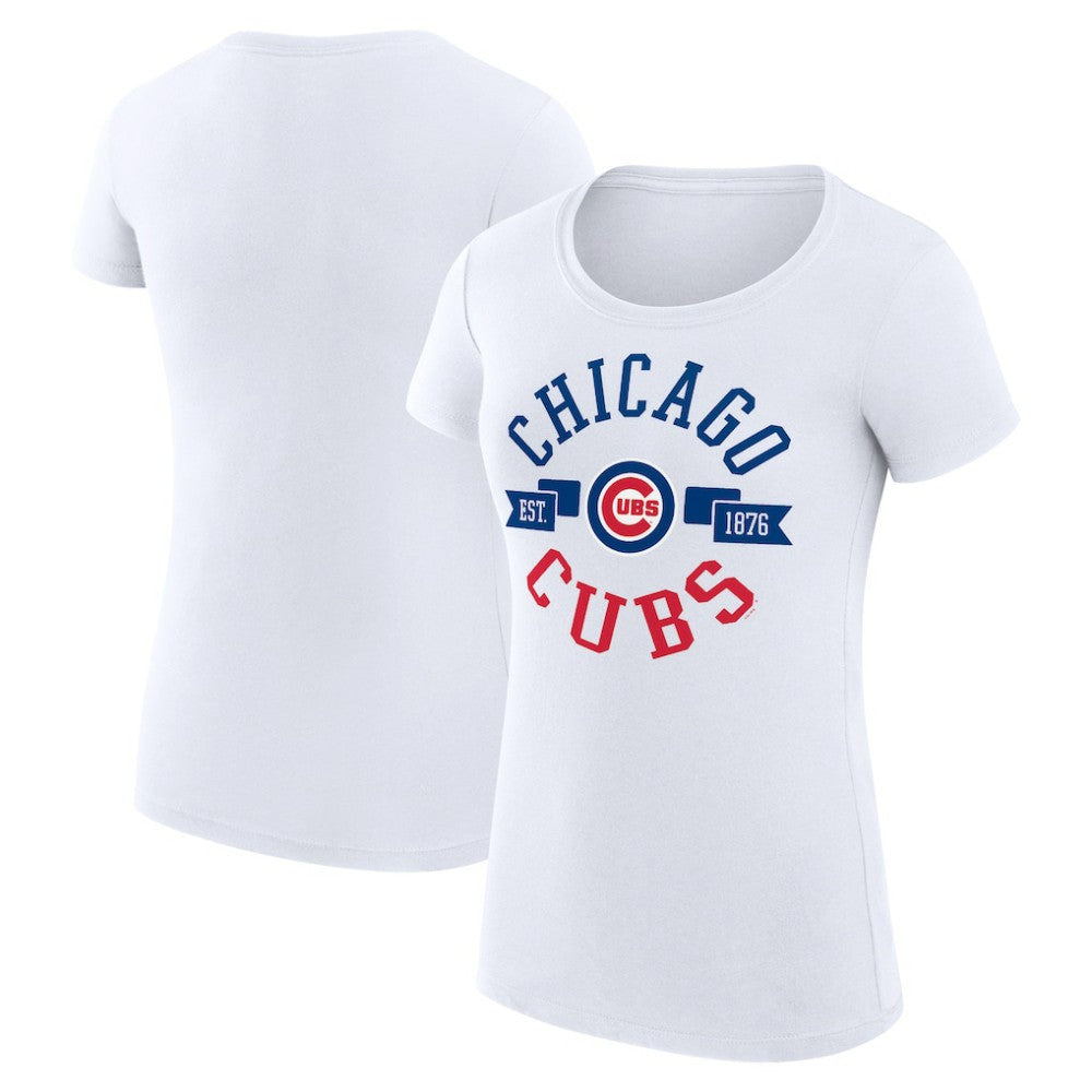 Chicago Cubs G-III 4Her by Carl Banks Women's Super-Slim Fit Lightweight City Graphic T-Shirt - White T-shirts