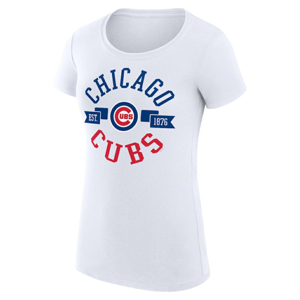 Chicago Cubs G-III 4Her by Carl Banks Women's Super-Slim Fit Lightweight City Graphic T-Shirt - White T-shirts