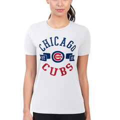 Chicago Cubs G-III 4Her by Carl Banks Women's Super-Slim Fit Lightweight City Graphic T-Shirt - White T-shirts