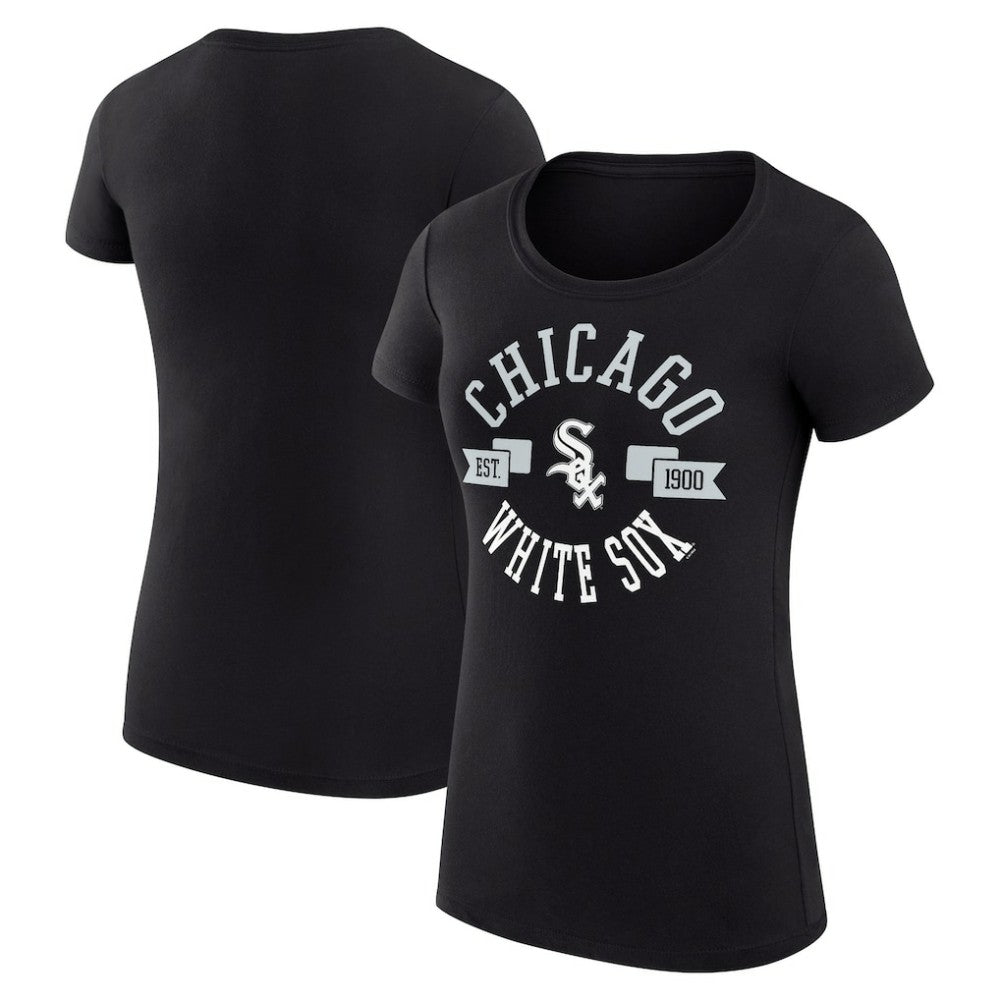 Chicago White Sox G-III 4Her by Carl Banks Women's Super-Slim Fit Lightweight City Graphic T-Shirt - Black T-shirts