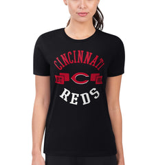 Cincinnati Reds G-III 4Her by Carl Banks Women's Super-Slim Fit Lightweight City Graphic T-Shirt - Black T-shirts