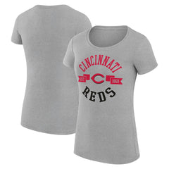 Cincinnati Reds G-III 4Her by Carl Banks Women's Super-Slim Fit Lightweight City Graphic T-Shirt - Heather Gray T-shirts