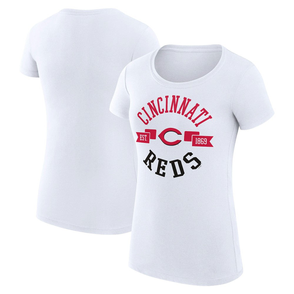 Cincinnati Reds G-III 4Her by Carl Banks Women's Super-Slim Fit Lightweight City Graphic T-Shirt - White T-shirts