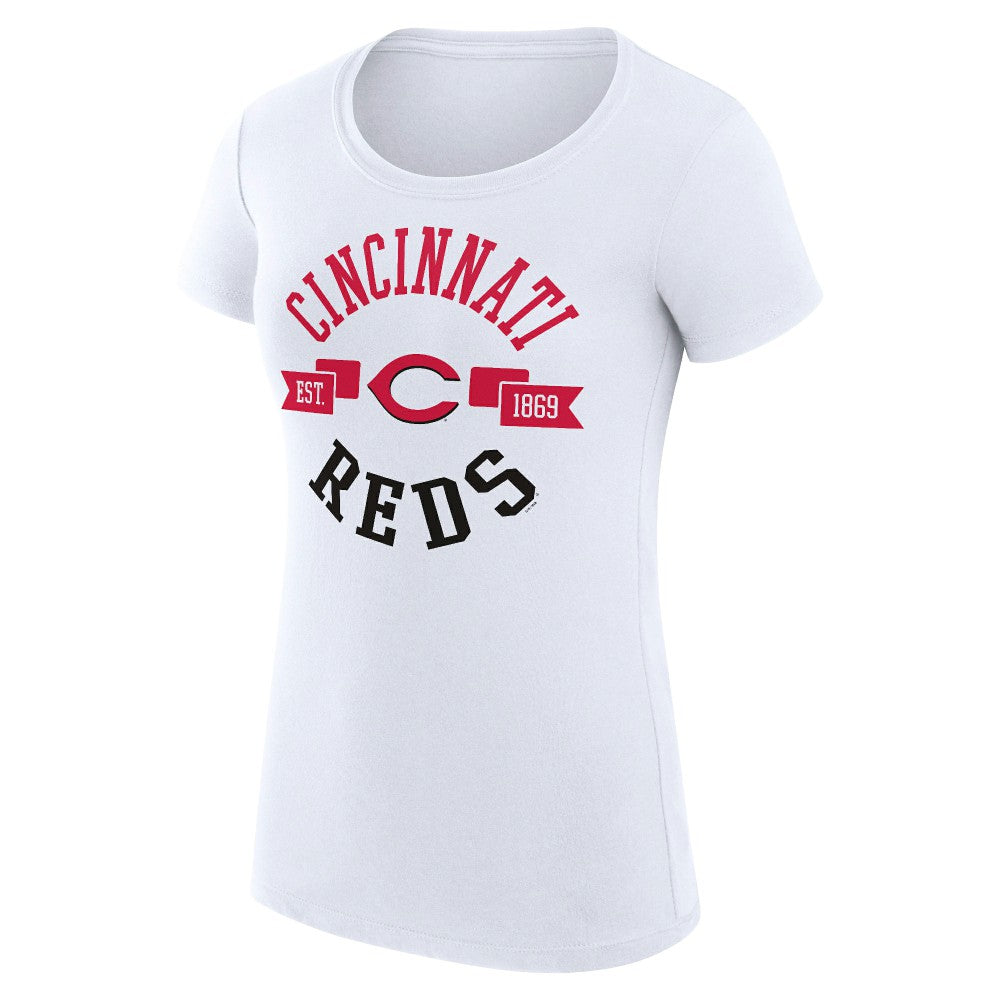Cincinnati Reds G-III 4Her by Carl Banks Women's Super-Slim Fit Lightweight City Graphic T-Shirt - White T-shirts