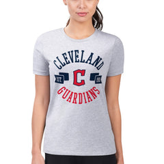Cleveland Guardians G-III 4Her by Carl Banks Women's Super-Slim Fit Lightweight City Graphic T-Shirt - Heather Gray T-shirts