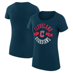Cleveland Guardians G-III 4Her by Carl Banks Women's Super-Slim Fit Lightweight City Graphic T-Shirt - Navy T-shirts