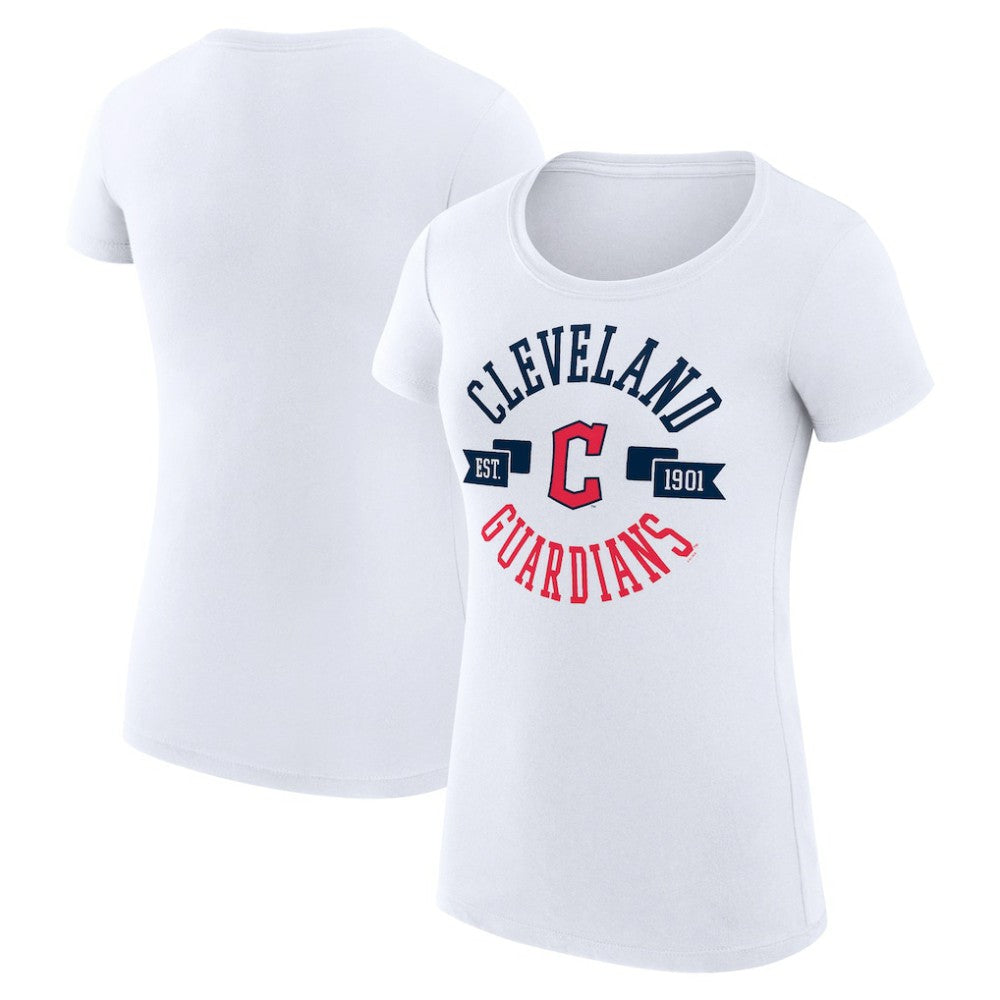 Cleveland Guardians G-III 4Her by Carl Banks Women's Super-Slim Fit Lightweight City Graphic T-Shirt - White T-shirts