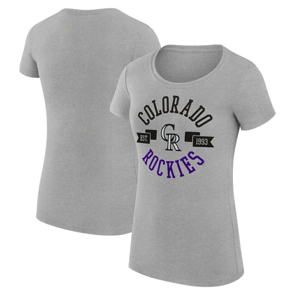 Colorado Rockies G-III 4Her by Carl Banks Women's Super-Slim Fit Lightweight City Graphic T-Shirt - Heather Gray T-shirts