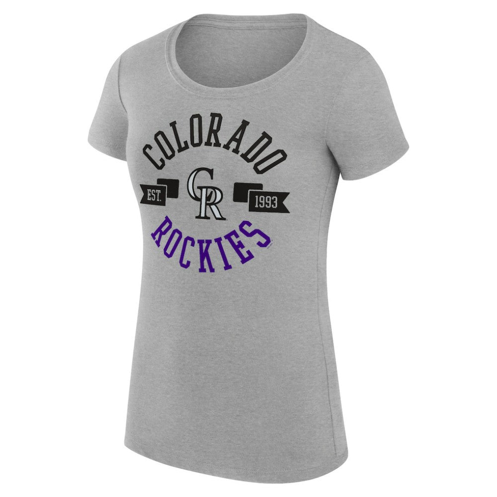 Colorado Rockies G-III 4Her by Carl Banks Women's Super-Slim Fit Lightweight City Graphic T-Shirt - Heather Gray T-shirts