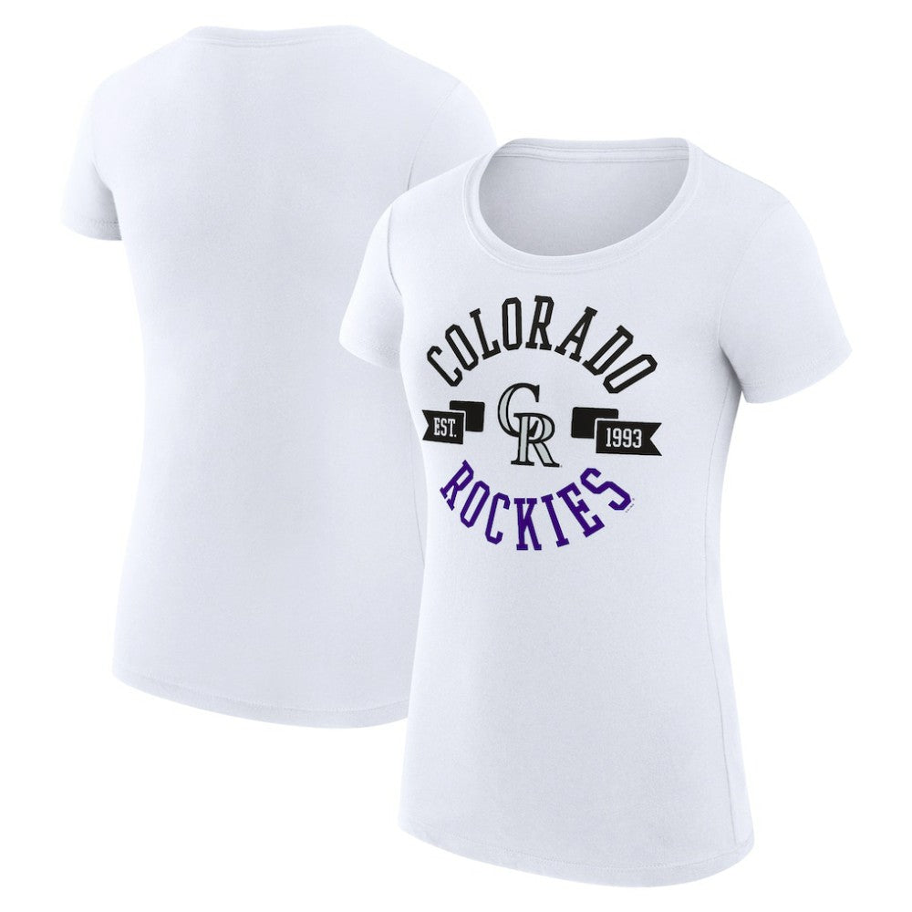 Colorado Rockies G-III 4Her by Carl Banks Women's Super-Slim Fit Lightweight City Graphic T-Shirt - White T-shirts