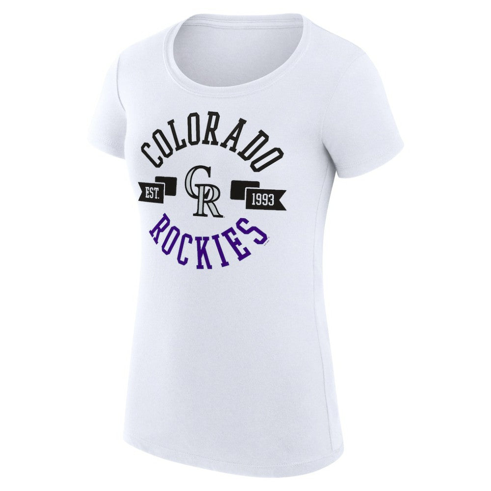 Colorado Rockies G-III 4Her by Carl Banks Women's Super-Slim Fit Lightweight City Graphic T-Shirt - White T-shirts