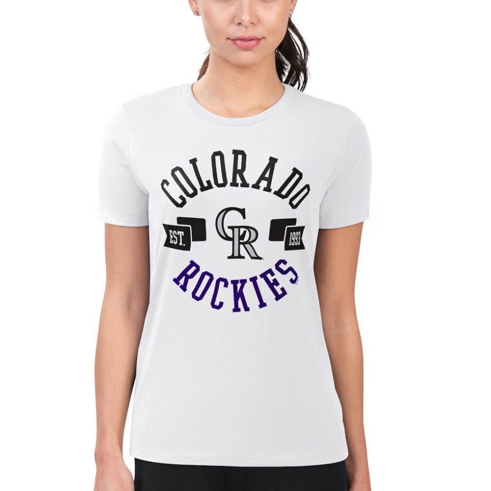 Colorado Rockies G-III 4Her by Carl Banks Women's Super-Slim Fit Lightweight City Graphic T-Shirt - White T-shirts