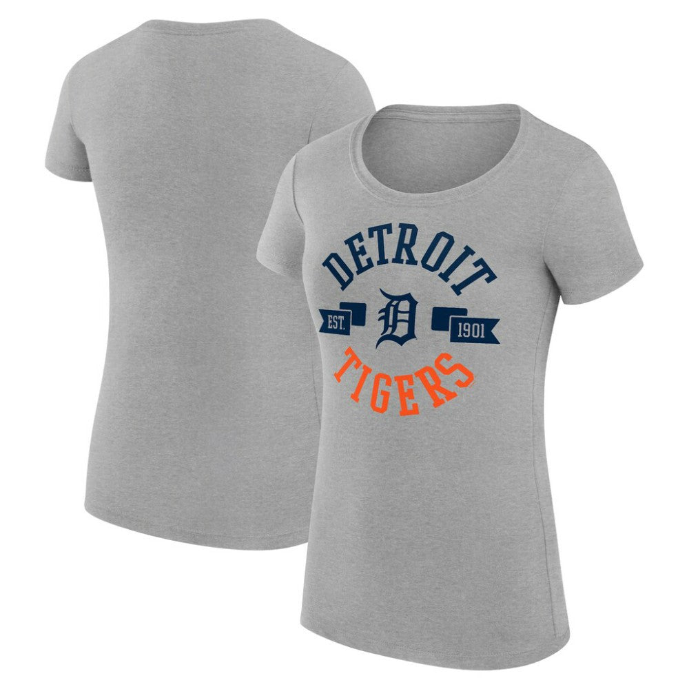 Detroit Tigers G-III 4Her by Carl Banks Women's Super-Slim Fit Lightweight City Graphic T-Shirt - Heather Gray T-shirts