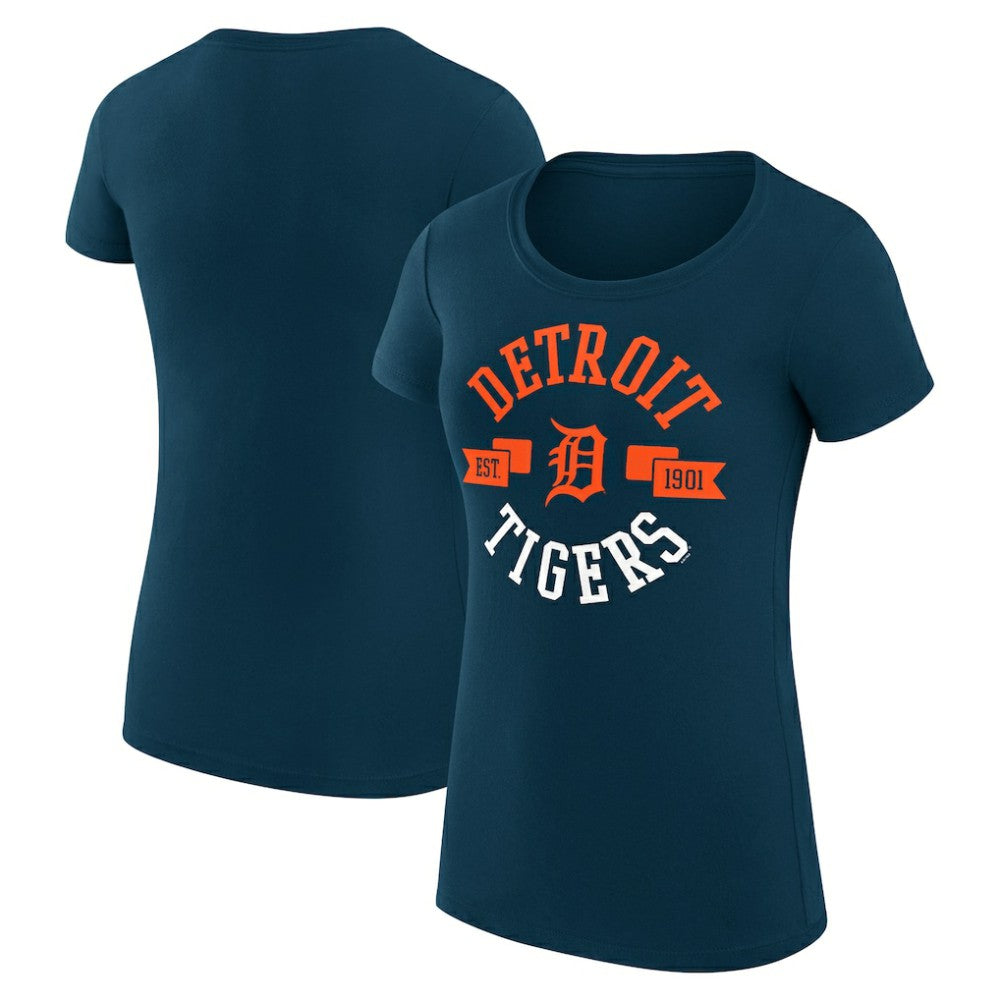 Detroit Tigers G-III 4Her by Carl Banks Women's Super-Slim Fit Lightweight City Graphic T-Shirt - Navy T-shirts