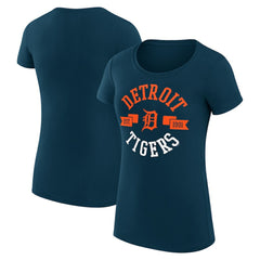 Detroit Tigers G-III 4Her by Carl Banks Women's Super-Slim Fit Lightweight City Graphic T-Shirt - Navy T-shirts