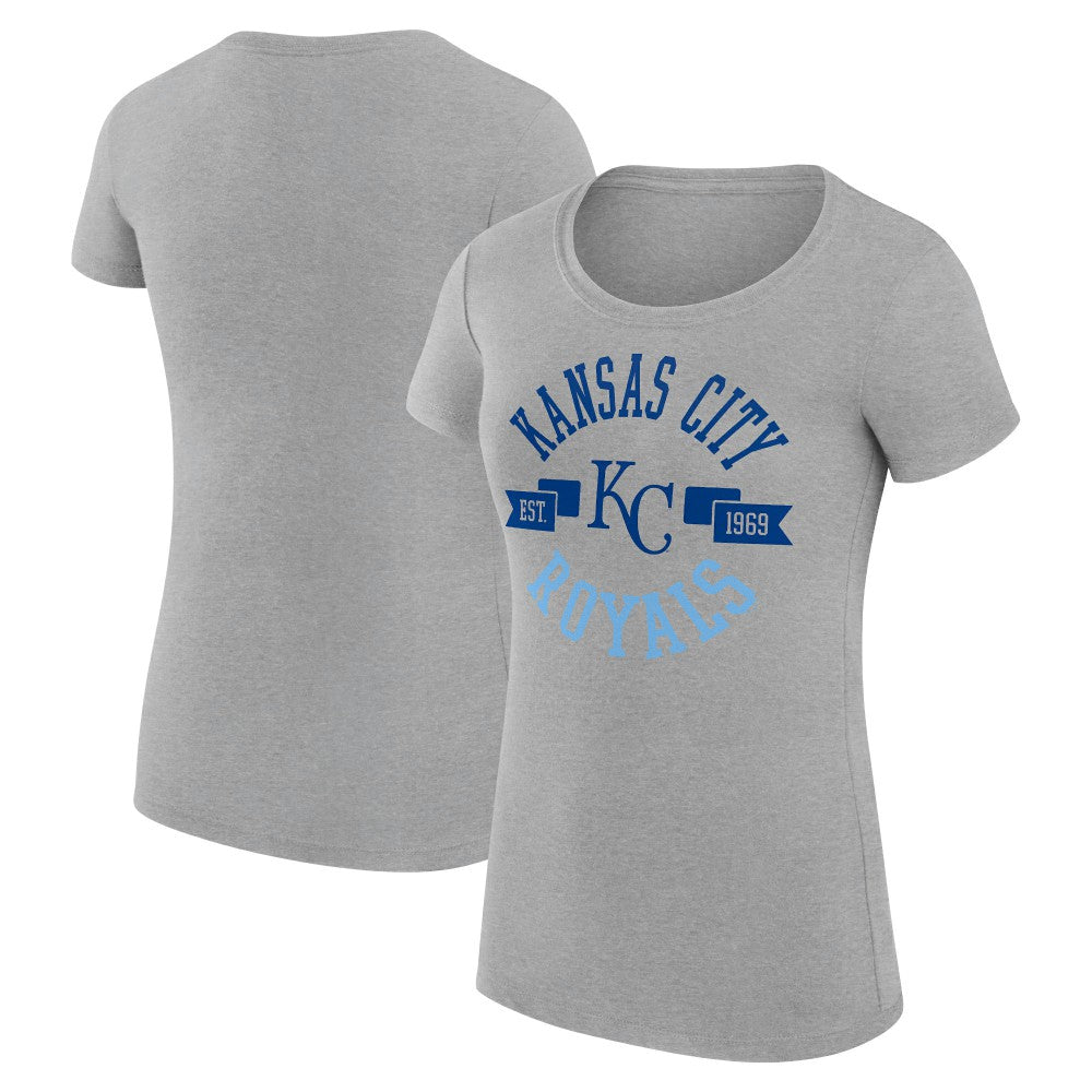 Kansas City Royals G-III 4Her by Carl Banks Women's Super-Slim Fit Lightweight City Graphic T-Shirt - Heather Gray T-shirts