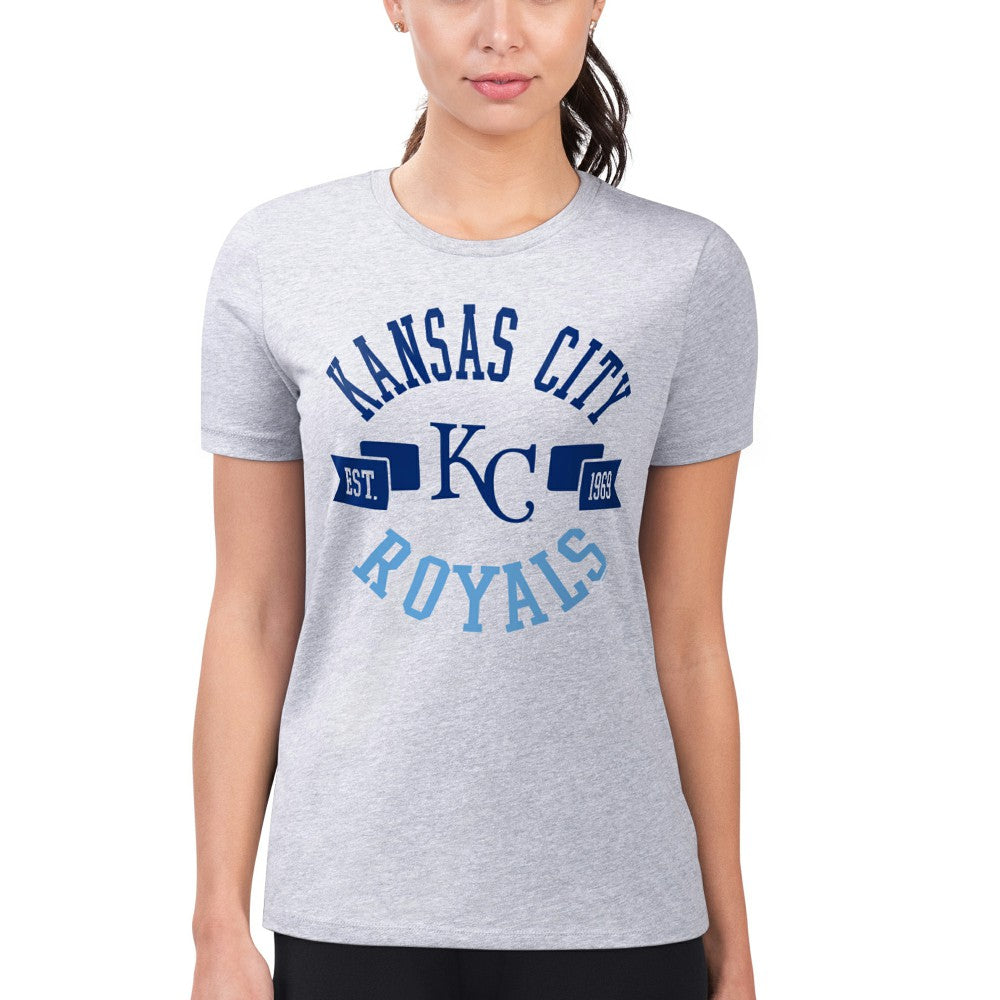 Kansas City Royals G-III 4Her by Carl Banks Women's Super-Slim Fit Lightweight City Graphic T-Shirt - Heather Gray T-shirts