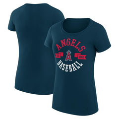 Los Angeles Angels G-III 4Her by Carl Banks Women's Super-Slim Fit Lightweight City Graphic T-Shirt - Navy T-shirts