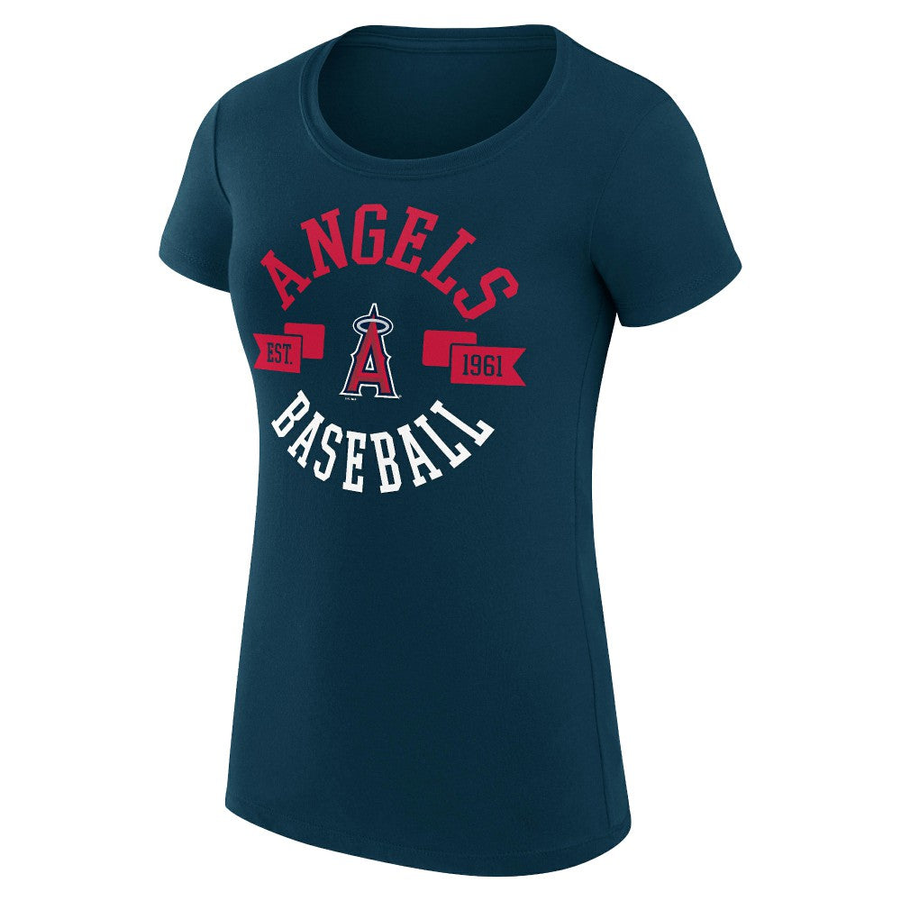 Los Angeles Angels G-III 4Her by Carl Banks Women's Super-Slim Fit Lightweight City Graphic T-Shirt - Navy T-shirts