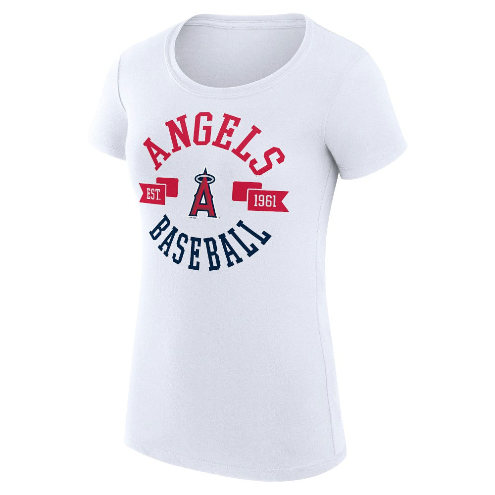 Los Angeles Angels G-III 4Her by Carl Banks Women's Super-Slim Fit Lightweight City Graphic T-Shirt - White T-shirts